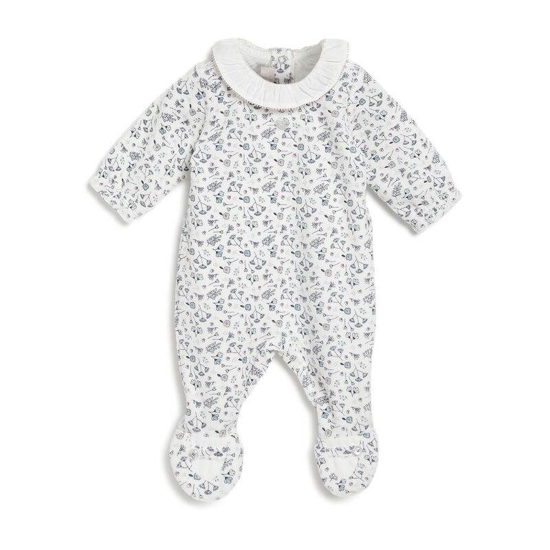 Girls Natural Printed Nappy Opening Babysuit image number 0